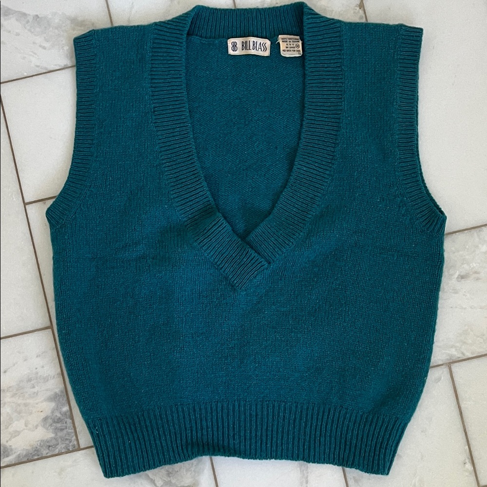 Bill Blass Deep Teal V-Neck Sweater Vest
